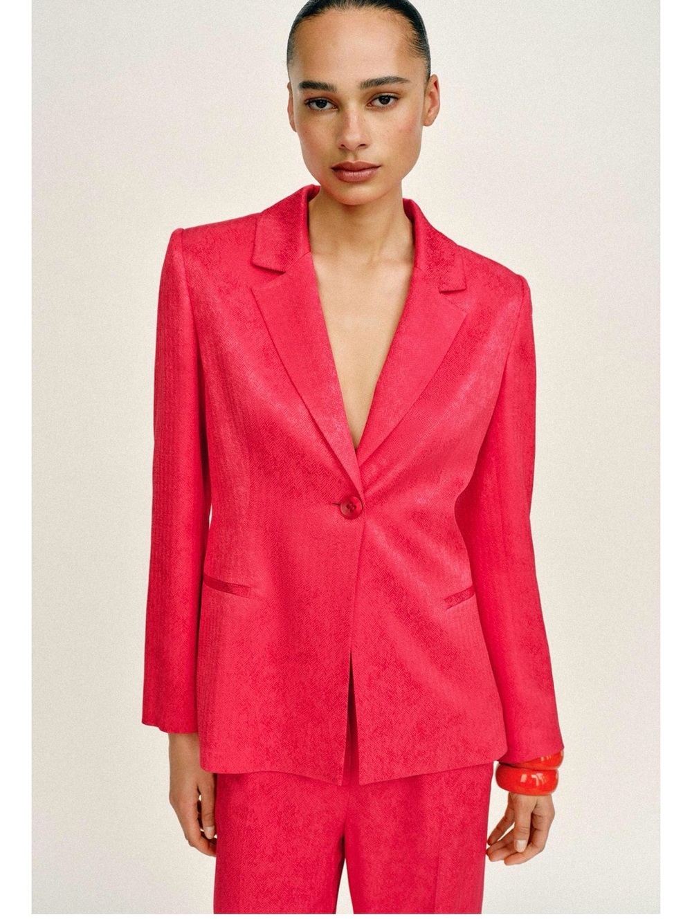 Zara Vibrant Raspberry Single-Button Blazer - Picture 9 of 10